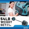 US Weight Barbell Weight Set for Home Gym with 55” padded Bar – Adjustable Weights for Exercise, Lifting, and to Build Muscle