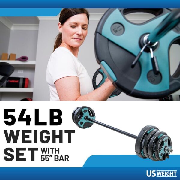 fac08f5f823643e0b84de37116071560 US Weight Barbell Weight Set for Home Gym with 55” padded Bar – Adjustable Weights for Exercise, Lifting, and to Build Muscle