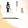 15ft Patio Umbrella with Solar Lights, Large Double Umbrella Outdoor, Rectangle 180”x106” Umbrellas with 156 PCS LED Lights and Crank Handle for Backyard Deck Pool Shade in Black(1.9′′ Pole)