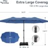 15ft Patio Umbrella Double-Sided Outdoor Market Extra Large Umbrella with Crank, Umbrella Base Included (Dark Red)