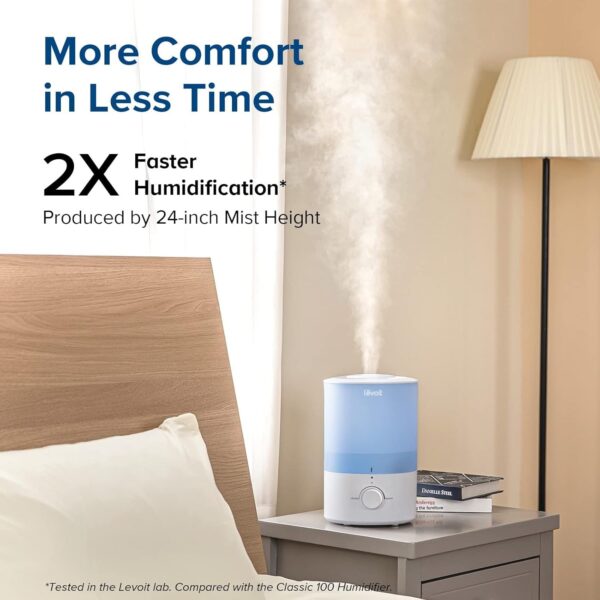 Humidifiers for Bedroom Baby, Sprout Evaporative with Dual Filters for Air & Water, Separate Sensor, Adjustable No Blue Nightlight, Auto Dry, Smart Control & Alexa, Auto Mode, 3.8L Tank for 36H