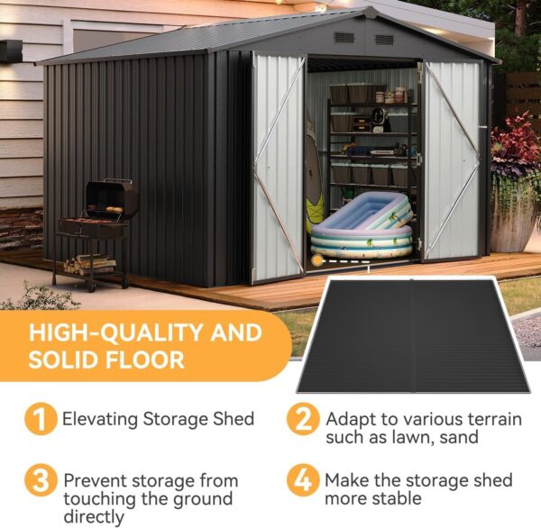 fb93c22902ec4cd9a43e8dcbbe5467ef Aoxun 5×2.7 FT Outdoor Metal Storage Shed – Durable Water-Resistant Galvanized Steel, Sloping Roof Design, Lockable Door – Ideal for Tool Storage on Lawn, Patio & Backyard (Black)