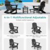 Folding Adirondack Rocking Chair,4-in-1 Multifunctional Patio Chair with Retractable Ottoman, Outdoor Chair Wood Texture, Lawn Chair for Porch, Backyard, Pool(Grey)