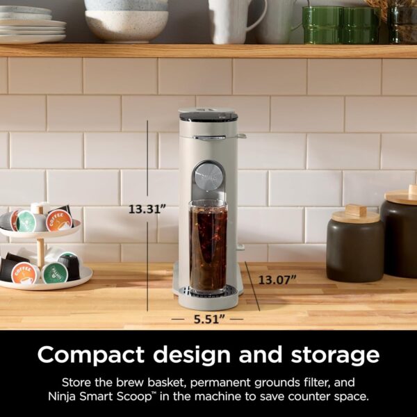 fbaf2319b35f405f8ebdfdde15c336e9 Ninja Pod & Grounds Specialty XL Single-Serve Coffee Maker, K-Cup Pod Compatible, Brews Grounds, Compact Design, Built-In Milk Frother, 68-oz. Reservoir, 6-oz. Cup to 24-oz. Mug Sizes, Stone, PB055AST