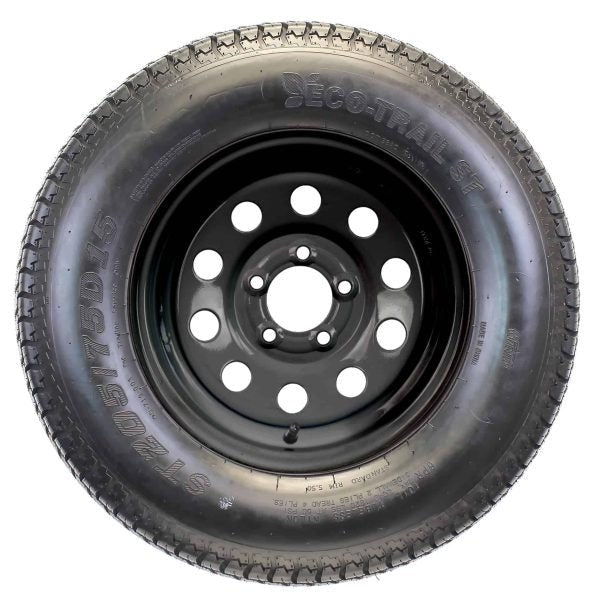 fbc1eb3f98e140dcac4d88e610af1a84 2-Pk Trailer Tire On Black Wheel Modular Rim ST205/75D15 LRC 5 Lug On 4.5 15 x 5.