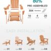 Folding Adirondack Rocking Chair,4-in-1 Multifunctional Patio Chair with Retractable Ottoman, Outdoor Chair Wood Texture, Lawn Chair for Porch, Backyard, Pool(Grey)