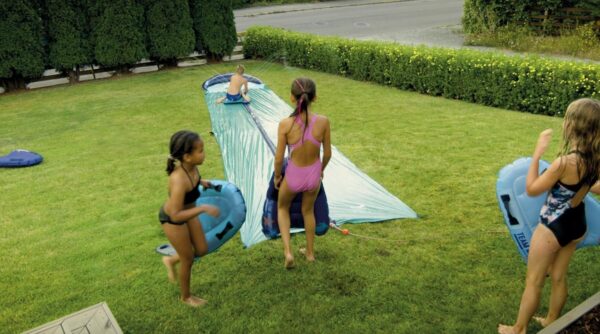 fbe57f0cf8b9415eb0a7a5cc550238a4 TEAM MAGNUS 31ft Slip n Slide with 500CL Inflatable Crash pad. Slip and Slide for Kids Ages 8-12 in Heavier, 0.22mm PVC with Adjustable sprinklers (372′′ L x 63′′ W x 10′′ H)