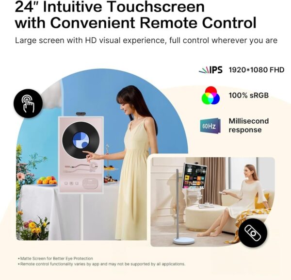 fc249bc06a564294bb2d8a127f6ecc2f 32-Inch Portable TV, 1080P FHD Rolling TV on Wheels with Rotatable Touch Screen, Android 13 OS, 8G RAM+128G Storage, Built-in Battery, Full Swivel Rotation, Voice Remote