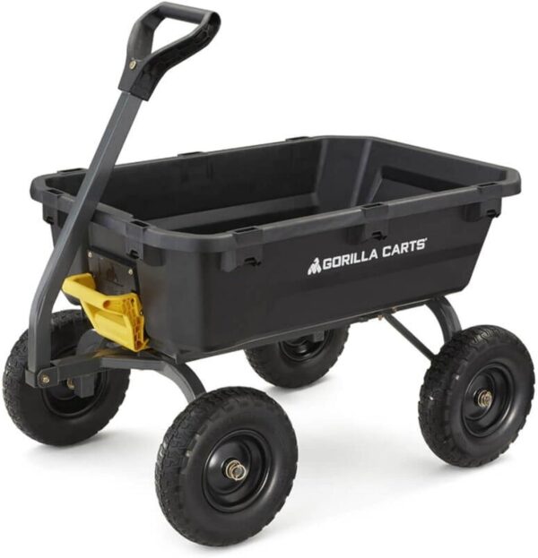 fc7461d7a21c4c62b2d0620c710fc5d6 7GCG-NF Heavy-Duty Poly Dump Garden Cart with No-Flat Tires, 7 Cubic Feet, 1200-Pound Capacity, Black, Amazon Exclusive