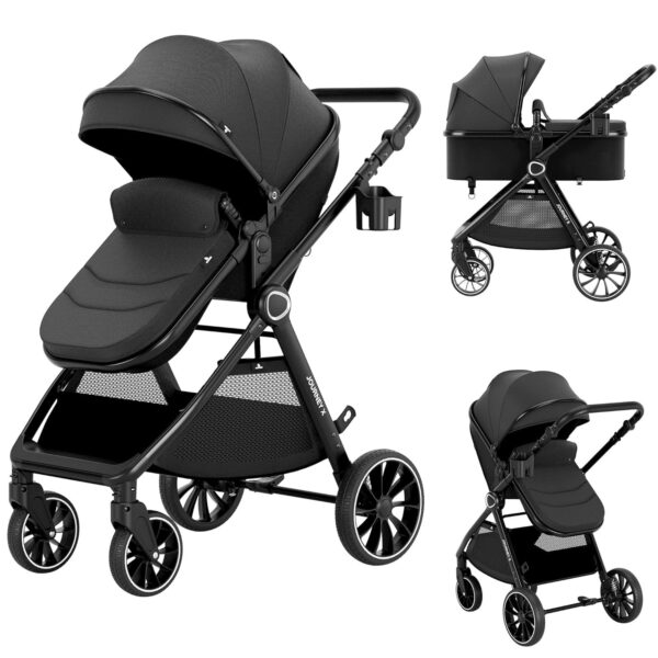 fc7e083be9544dff807e57f539f4adc8 2 in 1 Baby Stroller, Convertible Bassinet Pushchair for Infants and Newborns 0-36 Months