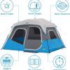 CORE Instant Cabin Tents with LED Lights | 6 Person / 9 Person / 12 Person Family Multi Room Lighted Pop Up Tents for Camping | Included Storage Pockets for Camping Accessories