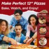 Electric Pizza Oven with Ceramic Stone, Viewing Window, Adjustable Heat Control, Timer and 1200W Baking Power, DIY Homemade Pizzeria, Large 12” Pie Capacity (Black)