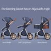 B.Childhood High Landscape Baby Stroller Folding Reversible Seat,Unisex,Blue