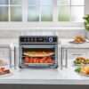 Crisp ‘N Bake Air Fryer Toaster Oven Combo, 12 in 1 Countertop Convection Oven Cooks Food Fast, Fits a Whole Pizza or 6 Toast Slices, French Doors with Stainless Steel Finish