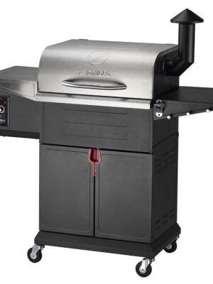 ZPG-600D3E 8-in-1 Pellet Grill & Smoker, 572 sq.in., Porcelain-Coated Steel, Smoke Color