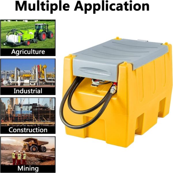 fdc89539bc984c87903f4b0f868b4c61 TECSPACE 58 Gallon Gasoline Tank, Portable Fuel Tank with 12V Electric Fuel Transfer Pump, 40 GPM Gasoline Fuel Tank with 4 Meters Hose for Gasoline Transportation (Yellow, 58 gal)