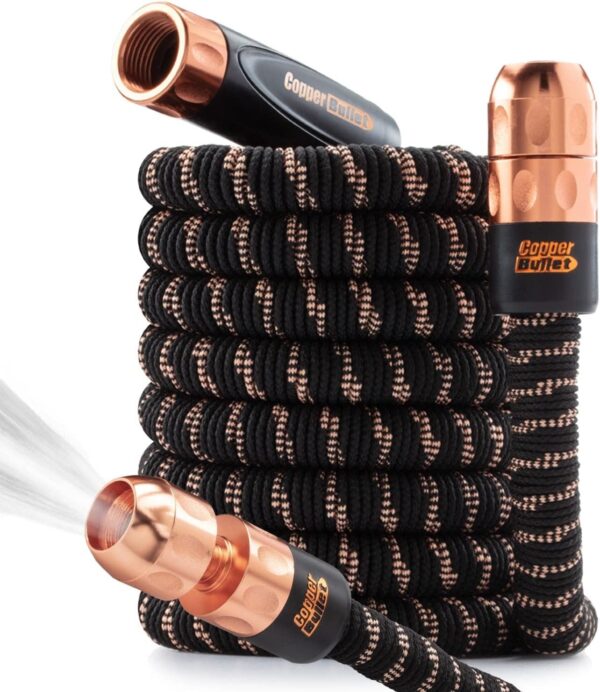 fe30d3e8b9c2459fbd7092c037dd7e9c 2024 Pocket Hose Copper Bullet AS-SEEN-ON-TV Expands to 50 ft REMOVABLE Turbo Shot Multi-Pattern Nozzle 650psi 3/4 in Solid Copper Anodized Aluminum Fittings Lead-Free Lightweight No-Kink Garden Hose