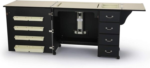 fe7e7a7bdd4d4eb2a13f94cb660b8e23 353 Norma Jean Sewing Cabinet for Sturdy Sewing, Cutting, Quilting, and Crafting with Storage and Airlift, Black Finish