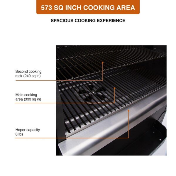 ff33612d13c04e7cae5fa17a511ad530 ZPG-600D3E 8-in-1 Pellet Grill & Smoker, 572 sq.in., Porcelain-Coated Steel, Smoke Color