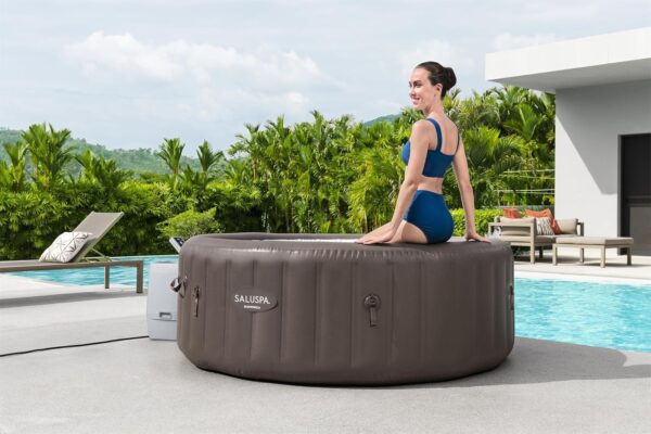 Bestway SaluSpa Miami EnergySense AirJet Inflatable Hot Tub Spa (71′′ x 26′′) | Portable Hot Tub with 2 Covers (1 Energy-Efficient Thermal Cover and 1 Standard Cover) | Fits Up to 2-4 Persons | Black