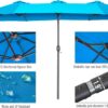 15ft Patio Umbrella with Solar Lights, Large Double Umbrella Outdoor, Rectangle 180”x106” Umbrellas with 156 PCS LED Lights and Crank Handle for Backyard Deck Pool Shade in Black(1.9′′ Pole)